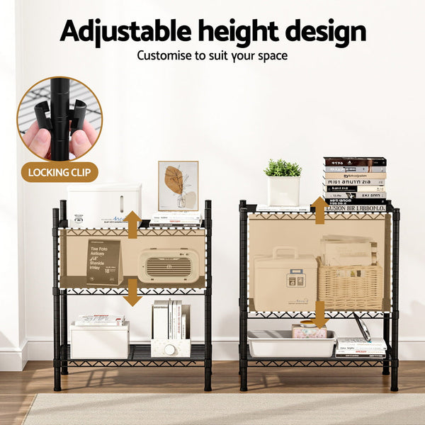 Artiss 3 Tier Shelving Unit Adjustable Garage Storage Shelves Kitchen Rack Steel Kitchen Carts