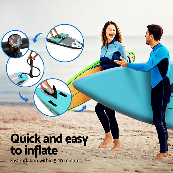 Weisshorn Stand Up Paddle Board 10.5Ft Inflatable Sup Surfboard Paddleboard Kayak Green Surfboards