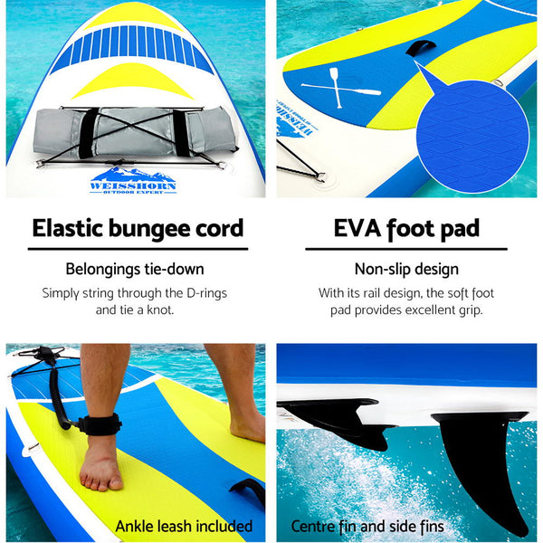 Weisshorn Stand Up Paddle Board 11Ft Inflatable Sup Surfboard Paddleboard Kayak Yellow Surfboards