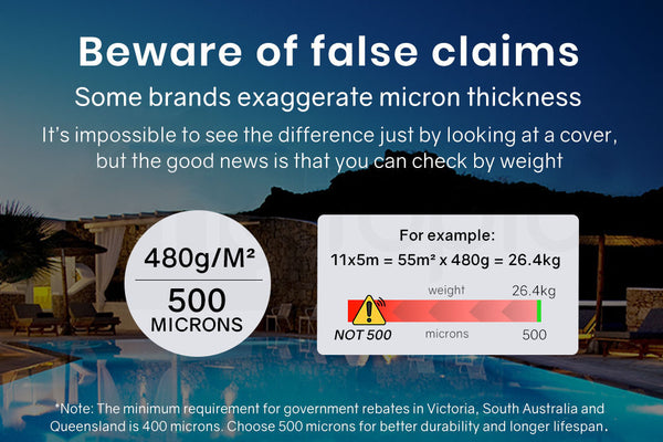 Aurelaqua 500 Micron 11X5m Solar Thermal Blanket Swimming Pool Cover Blue Pool Covers