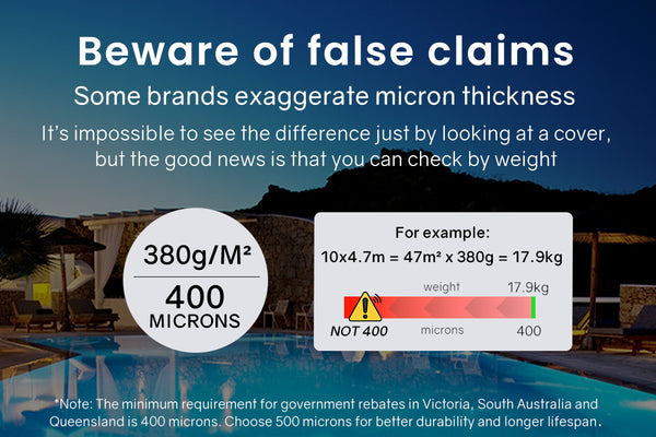 Aurelaqua Solar Swimming Pool Cover 400 Micron Heater Bubble Blanket 6X3.2M Pool Covers