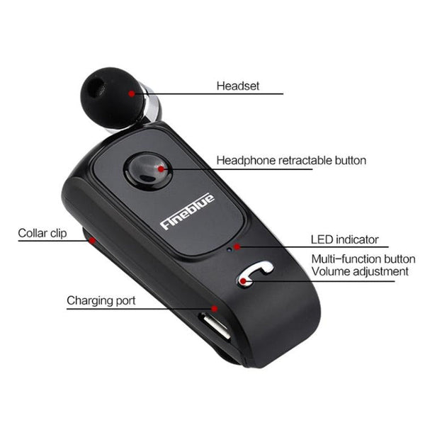 Retractable Bluetooth Headset With Caller Vibration Reminder Headsets & Earpieces