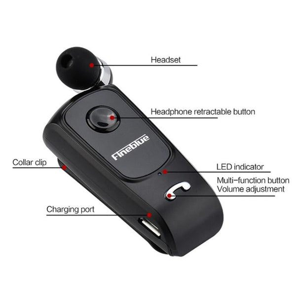 Retractable Bluetooth Headset With Caller Vibration Reminder Headsets