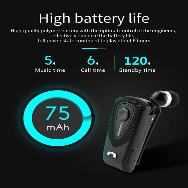 Retractable Bluetooth Headset With Caller Reminder And Anti Theft Vibration Headsets