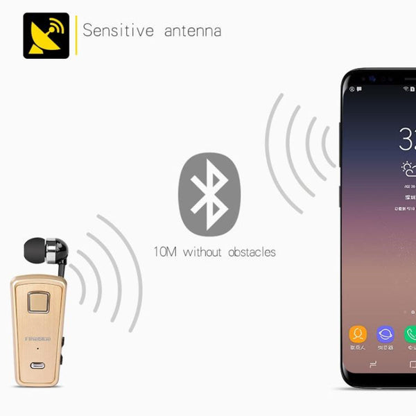 Retractable Bluetooth Headset With Caller Reminder And Anti Theft Feature Headsets