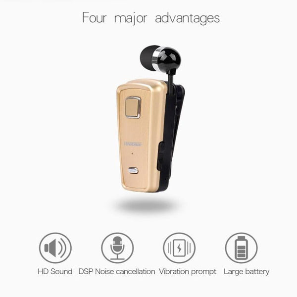 Retractable Bluetooth Headset With Caller Reminder And Anti Theft Feature Headsets