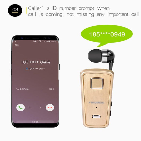 Retractable Bluetooth Headset With Caller Reminder And Anti Theft Feature Headsets