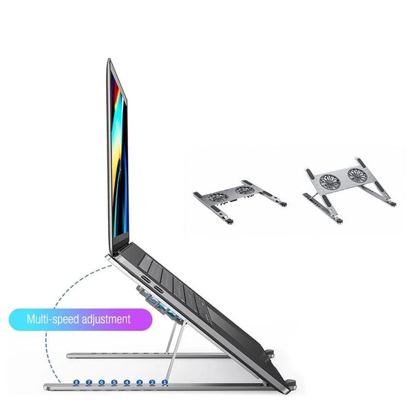Laptop Stand With Cooling Fans Included For Improved Airflow Monitor Mounts & Stands