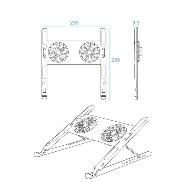 Laptop Stand With Cooling Fans Included For Improved Airflow Monitor Mounts & Stands