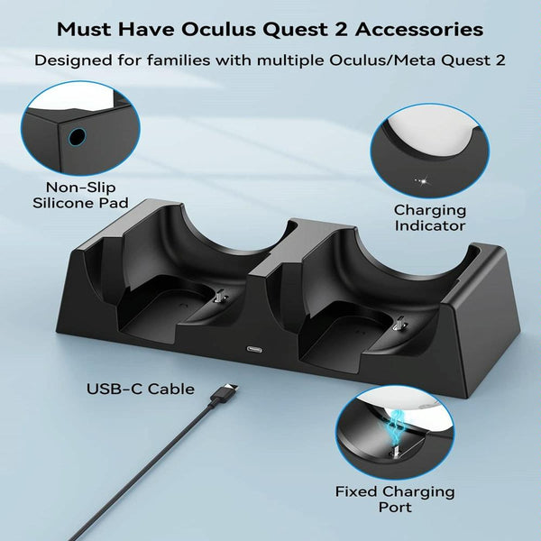 Oculus Quest 2 Dual Charging Stand For Efficient Vr Headset Chargers & Charging Docks