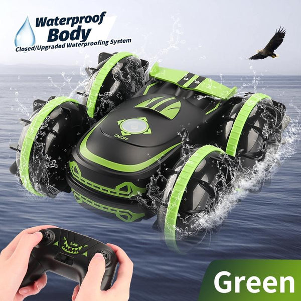 2.4G Remote Control Amphibious Vehicle In Green And Blue Remote Controlled Toys