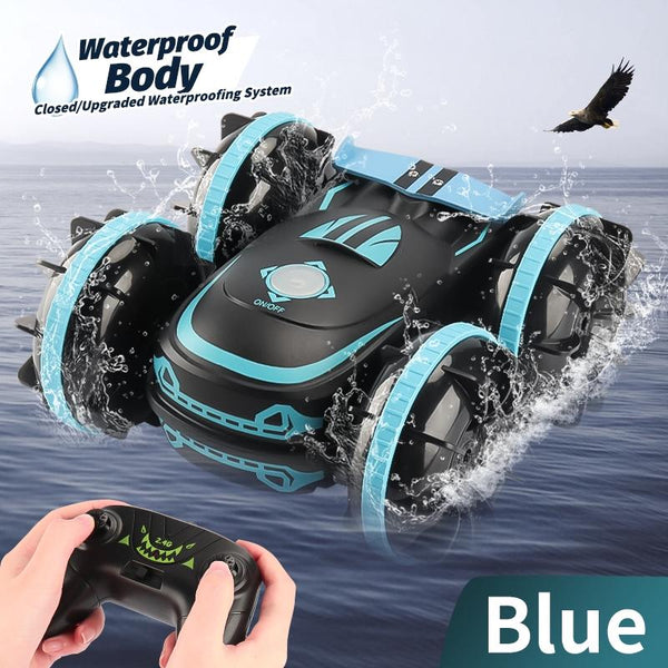 2.4G Remote Control Amphibious Vehicle In Green And Blue Remote Controlled Toys