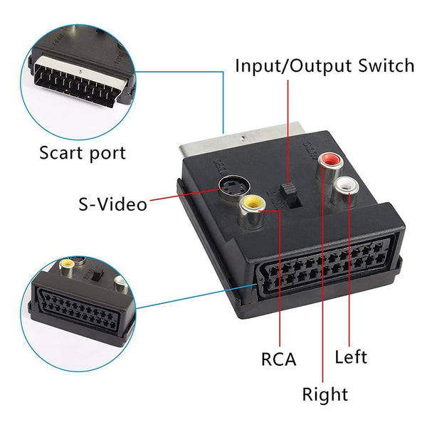 Scart Male To Female Video Rca Adapter Audio Converter For Signal Transfer Cables & Adapters