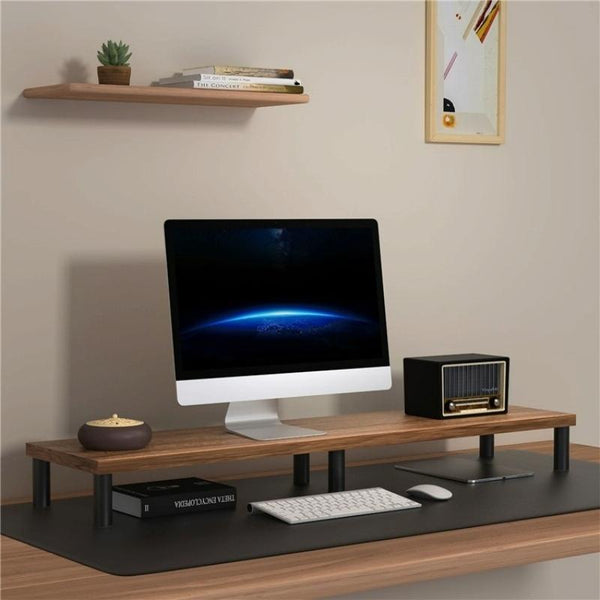 Aluminium Alloy Desktop Monitor Stand With Wooden Plate For Computer Screens Monitor Mounts & Stands
