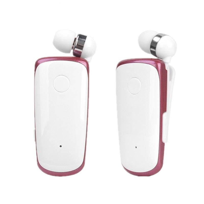 K39 Wireless Bluetooth In Ear Earphone With Vibrating Alert And Clip Rose Red Earbuds
