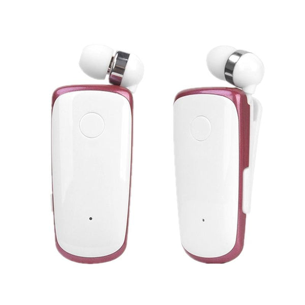 K39 Wireless Bluetooth In Ear Earphone With Vibrating Alert And Clip Rose Red Earbuds
