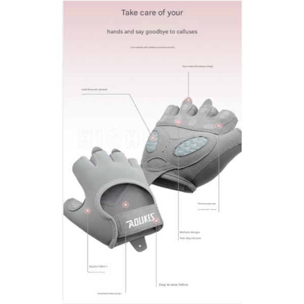 Elosung L Pink Breathable Gym Training Gloves With Non Slip Palm Grip Gloves Straps & Hooks