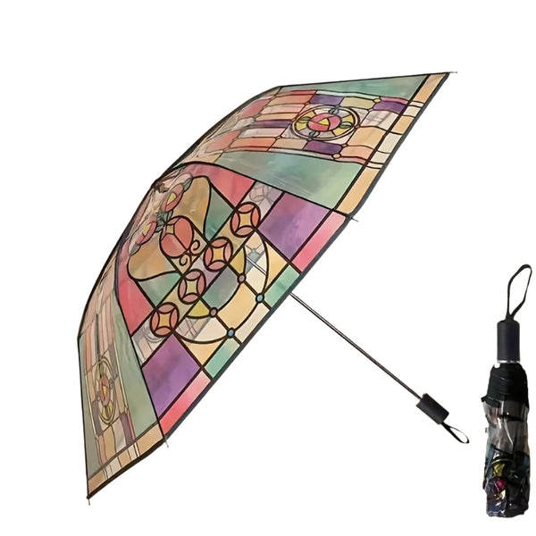 British Wind Rainforest Arch Transparent Umbrella Stained Glass Long Handle Automatic Large Romantic Sunny Umbrellas