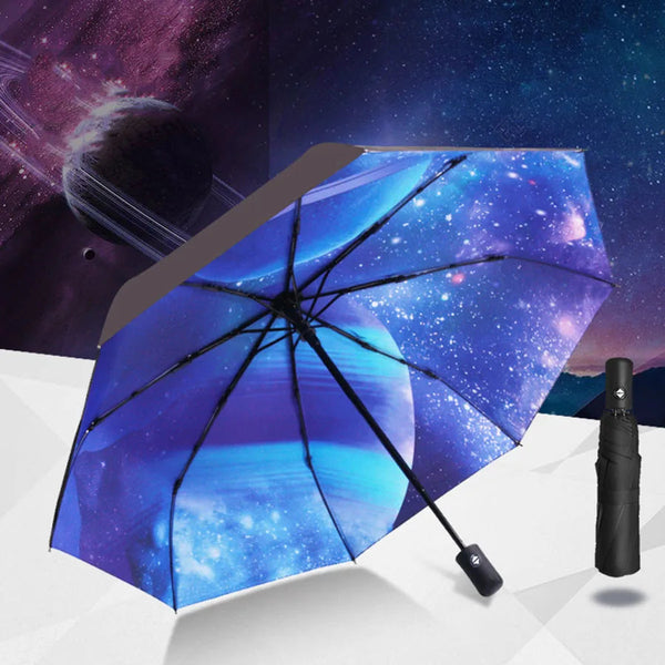 Umbrella Sunshine Automatic Fashion Color Print With Planet Pattern Inside Gift For Friends Umbrellas