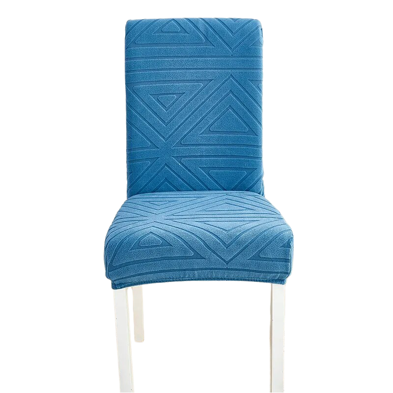 Chair Cover Blue Triangular Design Elastic Material For Dining Room Kitchen Slipcovers
