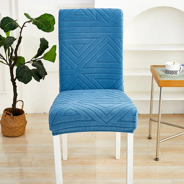 Chair Cover Blue Triangular Design Elastic Material For Dining Room Kitchen Slipcovers
