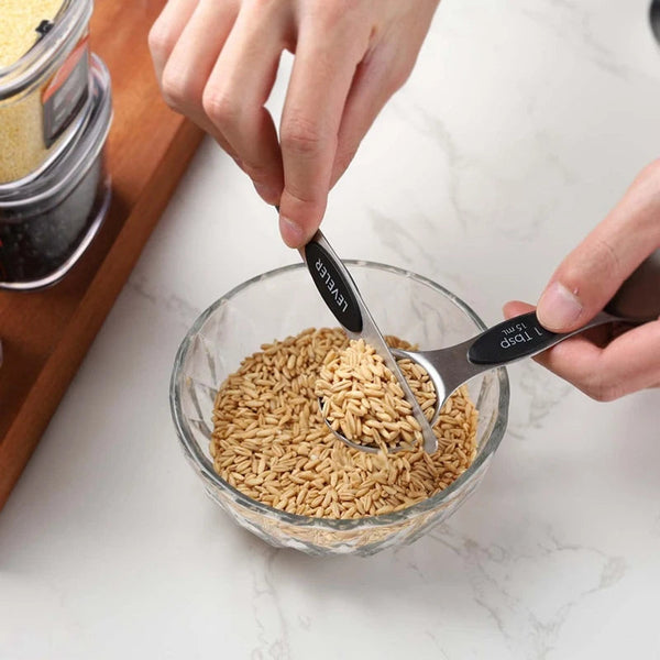 16Pc Magnetic Stainless Steel Measuring Cups & Spoons Set 7 Heavy Duty Cups8 Double Sided With Leveler Measuring Cups Jugs & Spoons