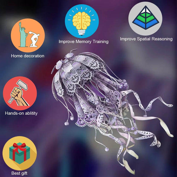 Piececool Model Building Kits Colourful Jellyfish Puzzle 3D Metal Diy Toys Jigsaw For Adult Brain Teaser Teens Gifts Playmats & Jigsaw Mats