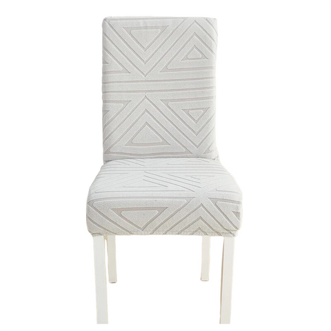 Chair Cover Light Grey Triangular Design Elastic Material For Dining Room Kitchen Chair Covers