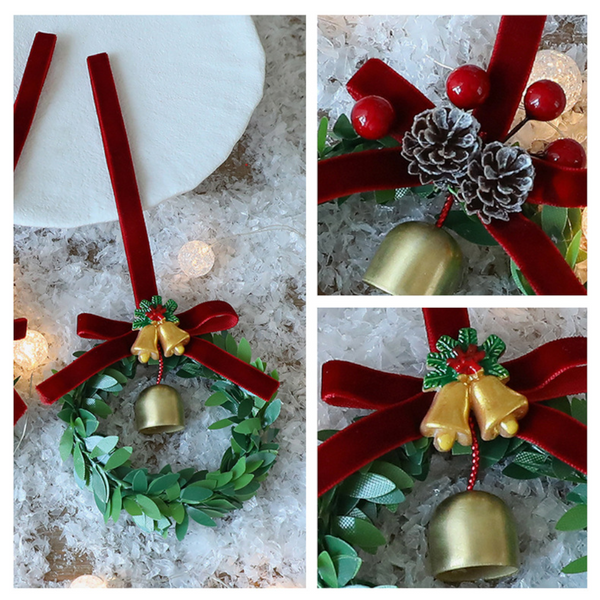 Santa Yuan New Bell Wreath Christmas Tree Ornament Decoration Display Window Hanging Seasonal Decorations