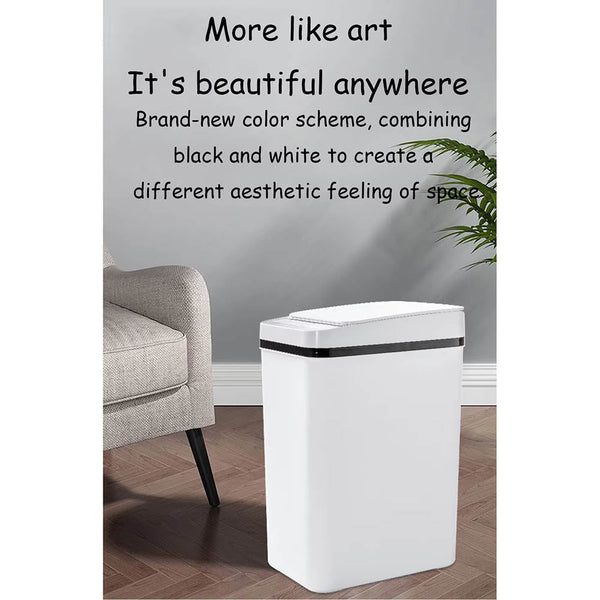 Bathroom Touchless Trash Can 12L Automatic Motion Sensor Lid Odor Proof Bin Rubbish Bins