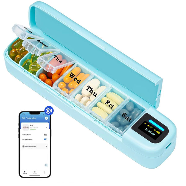Bluetooth Smart Electronic Pill Case With Timer Clock 7 Day Portable Dispenser Box Pill Boxes