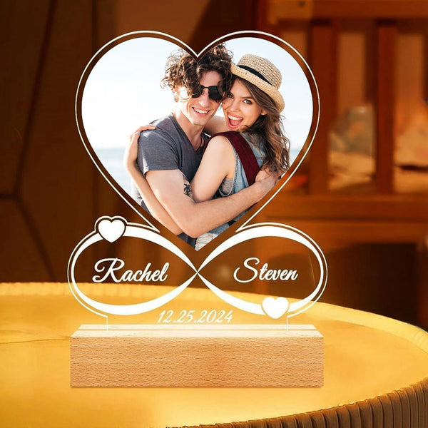 Personalized 3D Photo Acrylic Lamp Customized Text Night Light Bedroom Wedding Valentine's Day Anniversary Birthday Gift Night Lights