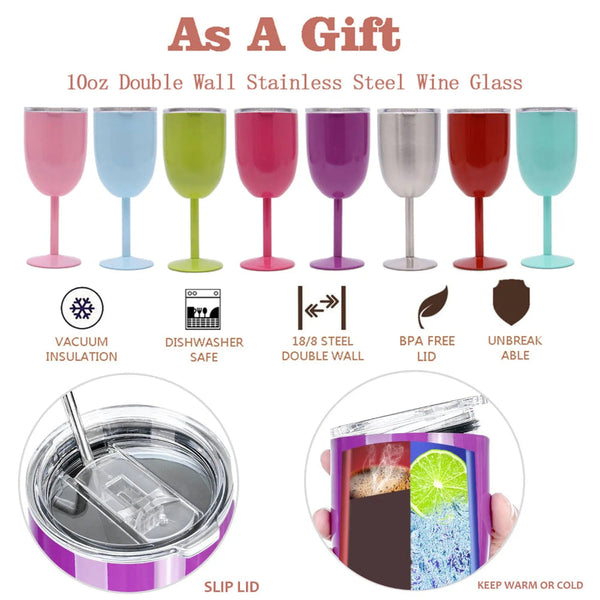 Personalize Gift 10Oz Double Wall Insulation Stainless Steel Wine Glass Thermos Bottle Vacuum Flasks Customizable Water Water Bottles & Vacuum Flasks