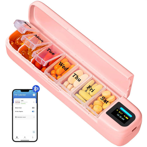 Bluetooth Smart Electronic Pill Case With Timer Clock 7 Day Portable Dispenser Box Pill Boxes