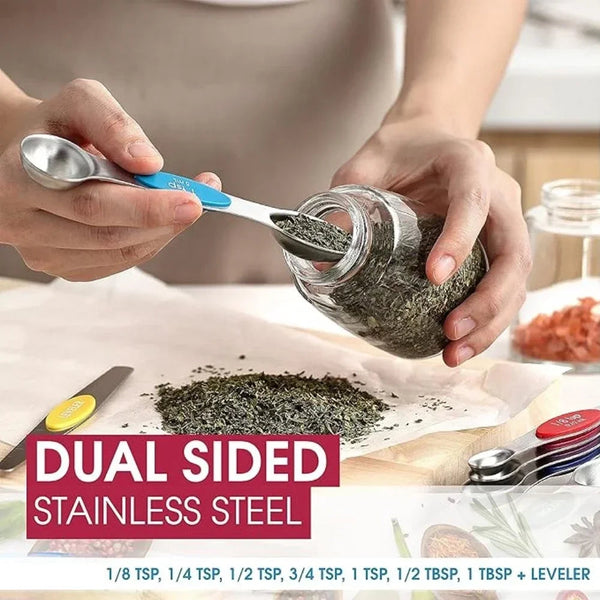 17Pcs Stainless Steel Measuring Cup Magnetic Spoon Set Multifunction For Seasoning Flour Baking Cake Ideal Gift Kitchen Tools Measuring Cups Jugs & Sp