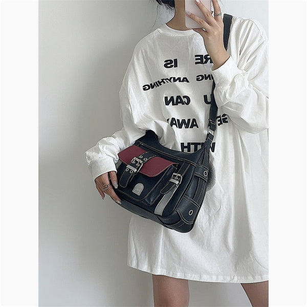 Y2k Retro Shoulder Bags Contrast Colour Vintage Messenger For Women Women's Bags & Handbags