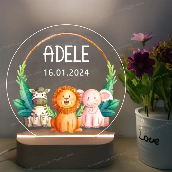 Baby Night Light Nursery Custom Name Acrylic Lamp Personalized For Kids Birthday Gift Christmas Present Night Lights