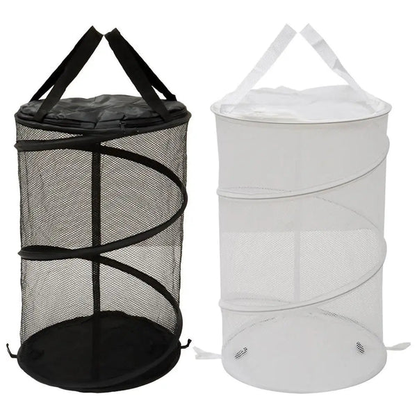 Laundry Basket Dirty Clothes Storage For Dormitory With Double Handle Fine Mesh Foldable Net Bathroom Large Collapsible Laundry Baskets & Hampers
