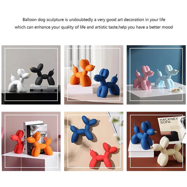 Home Figurine Nordic Balloon Dog Orange Resin Sculpture For Living Room Decor Sculptures & Figurines