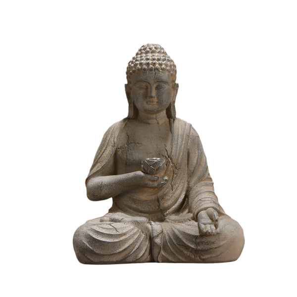 Resin Solar Buddha Statue Sculpture Garden Decor Light Zen Asian Japanese Decoration Outdoor Sculptures & Figurines