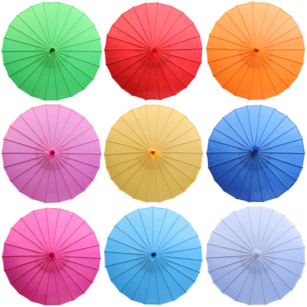 Chinese Colored Fabric Umbrella White Pink Parasols Traditional Dance Japanese Silk Props Umbrellas
