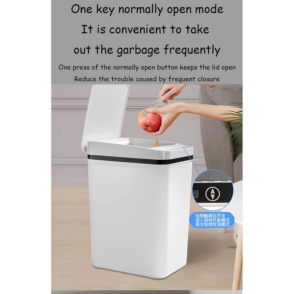 Bathroom Touchless Trash Can 12L Automatic Motion Sensor Lid Odor Proof Bin Rubbish Bins