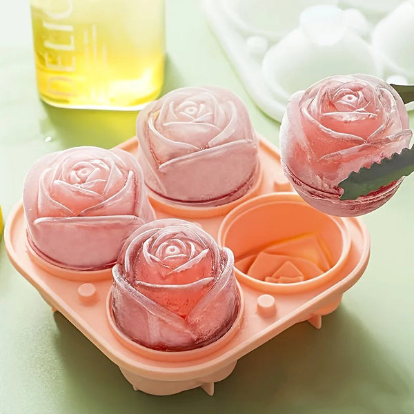 Elegant Rose Shaped Ice Cube Mold Reusable Silicone Icetray Flower Ball Food Grade For Effortless Dessert Summer Drinks Ice Cubes Trays & Moulds