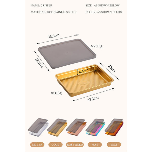 Pink Rainbow Food Grade Stainless Steel Crisper Box Storage With Lid Food Storage Containers