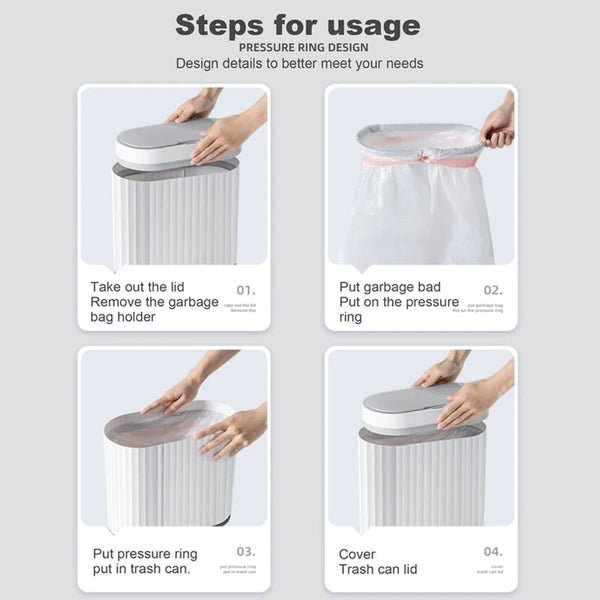 7/9L Automatic Sensor Trash Can Fashionable Roman Striped Bathroom Toilet Smart Kitchen Induction Garbage Bin Dustbin Rubbish Bins