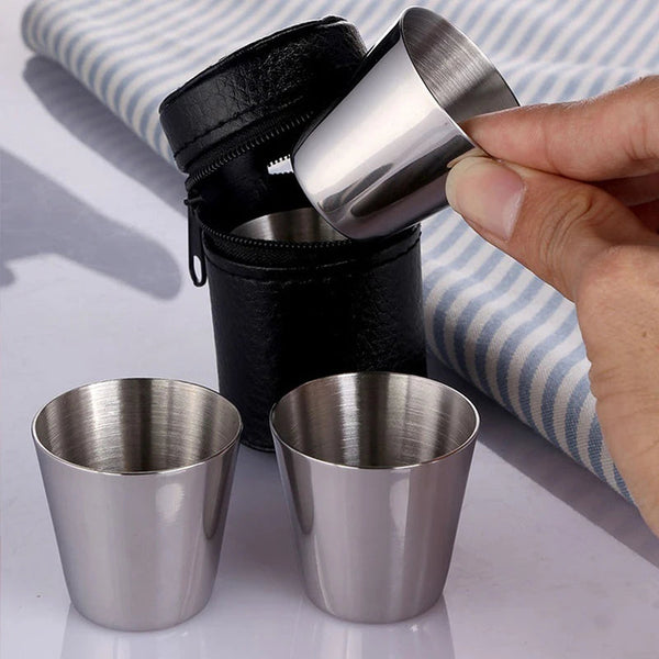 4/6Pcs Stainless Steel Cups Mini Shot Glass Beer Metal Wine Coffee Tumbler Tea Milk Mugs Camping Hiking Portable Set Cups Mugs & Glasses