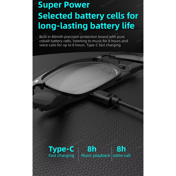 Hot For Xiaomi Smart Glasses Men 2In1 Uv Protection Portable Polarized Anti Blue Light Black Frame White Lenses Music Sunglasses