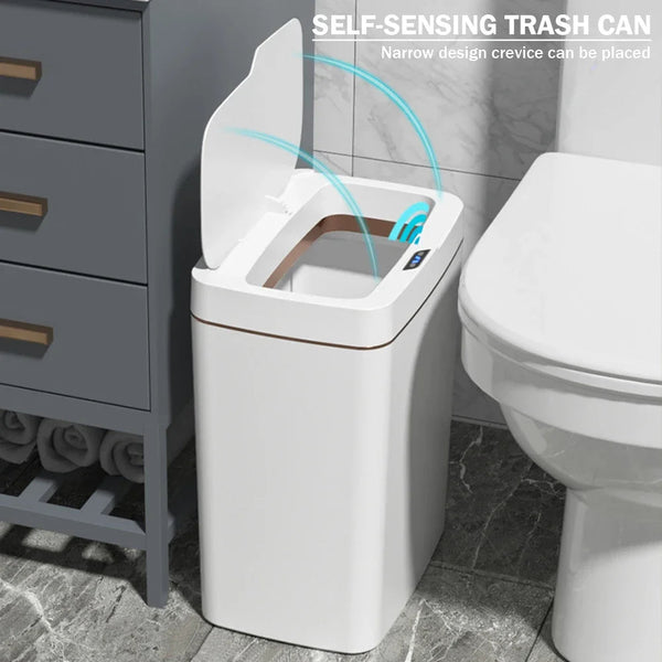 15/18L Smart Sensor Trash Can Waterproof Intelligent Touchless Quiet Auto Motion Rubbish For Kitchen Bathroom Rubbish Bins