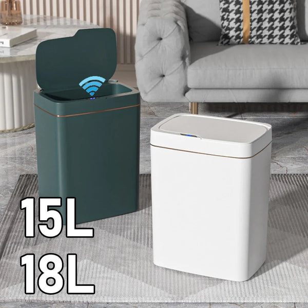 15/18L Smart Sensor Trash Can Waterproof Intelligent Touchless Quiet Auto Motion Rubbish For Kitchen Bathroom Rubbish Bins