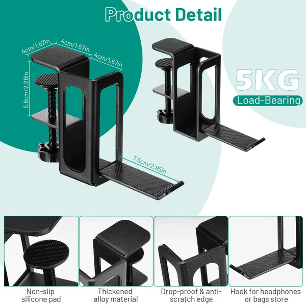 Steel Clamp Desk Side Laptop Holder Home Office Hanging Organizer Stands Holders & Car Mounts